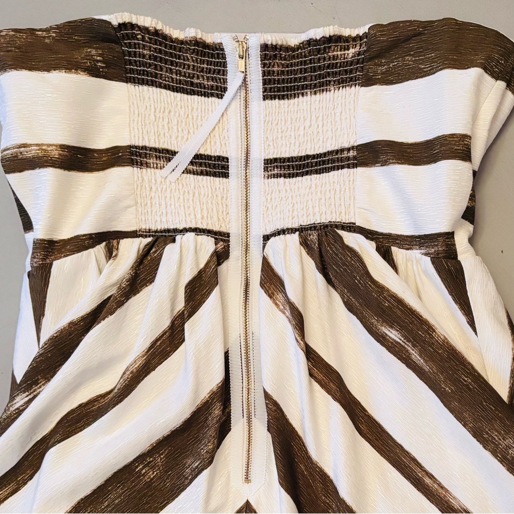 Moulinette Soeurs Paint Stripe Strapless Midi Silk Anthropologie Cocktail Dress - Picture 9 of 12